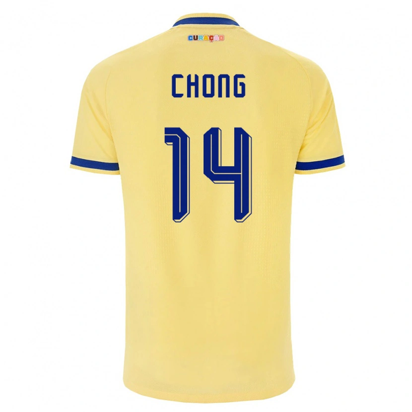 Danxen Men Curaçao Tahith Chong #14 Yellow Navy Pink Away Jersey 26-28 T-Shirt