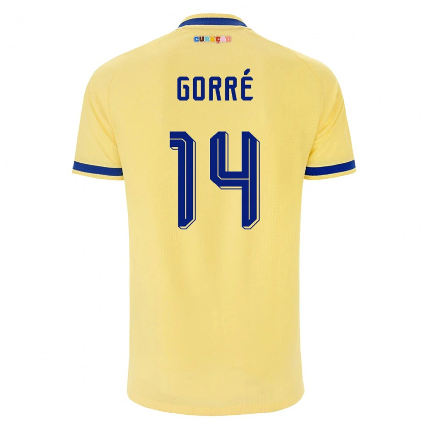 Danxen Men Curaçao Kenji Gorré #14 Yellow Navy Pink Away Jersey 26-28 T-Shirt