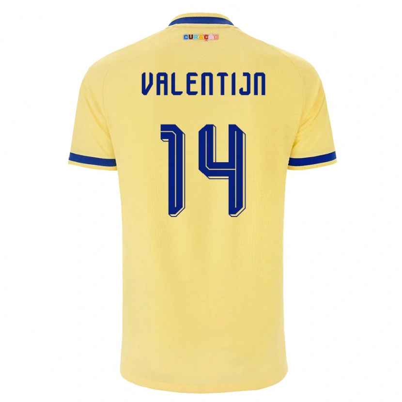 Danxen Men Curaçao Jurvain Valentijn #14 Yellow Navy Pink Away Jersey 26-28 T-Shirt