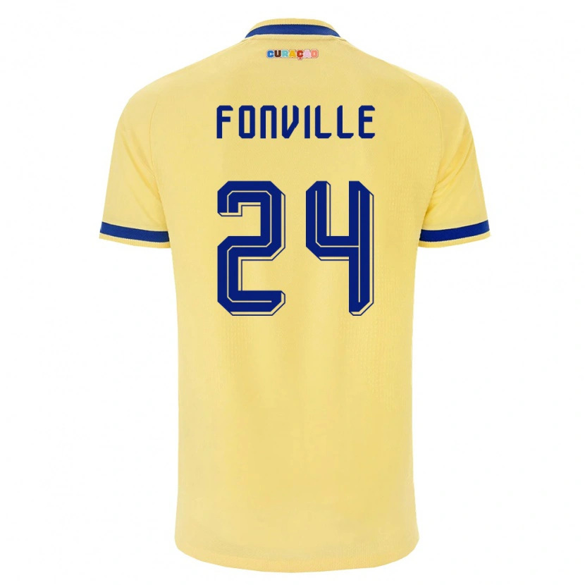 Danxen Men Curaçao Deveron Fonville #24 Yellow Navy Pink Away Jersey 26-28 T-Shirt