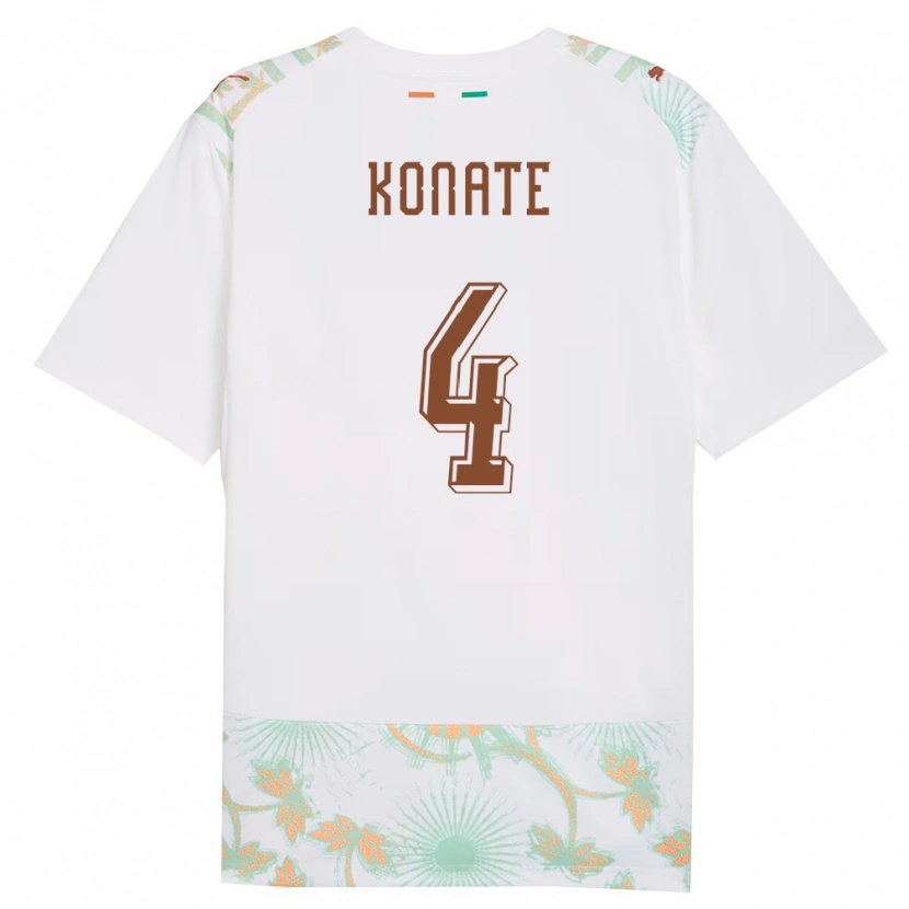 Danxen Men Ivory Coast Samba Konate #4 White Orange Green Away Jersey 26-28 T-Shirt