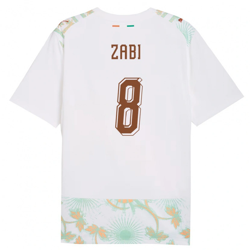 Danxen Men Ivory Coast Patrick Zabi #8 White Orange Green Away Jersey 26-28 T-Shirt