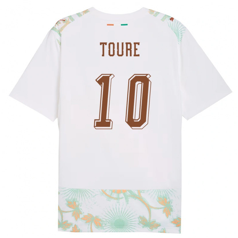 Danxen Men Ivory Coast Ismael Toure #10 White Orange Green Away Jersey 26-28 T-Shirt