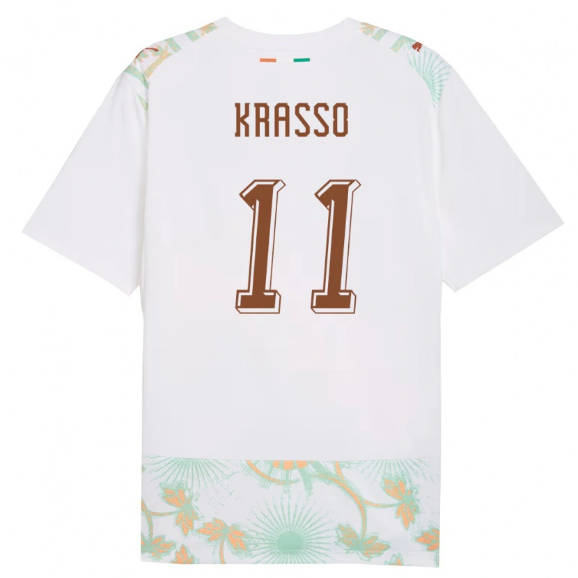 Danxen Men Ivory Coast Jean-Philippe Krasso #11 White Orange Green Away Jersey 26-28 T-Shirt