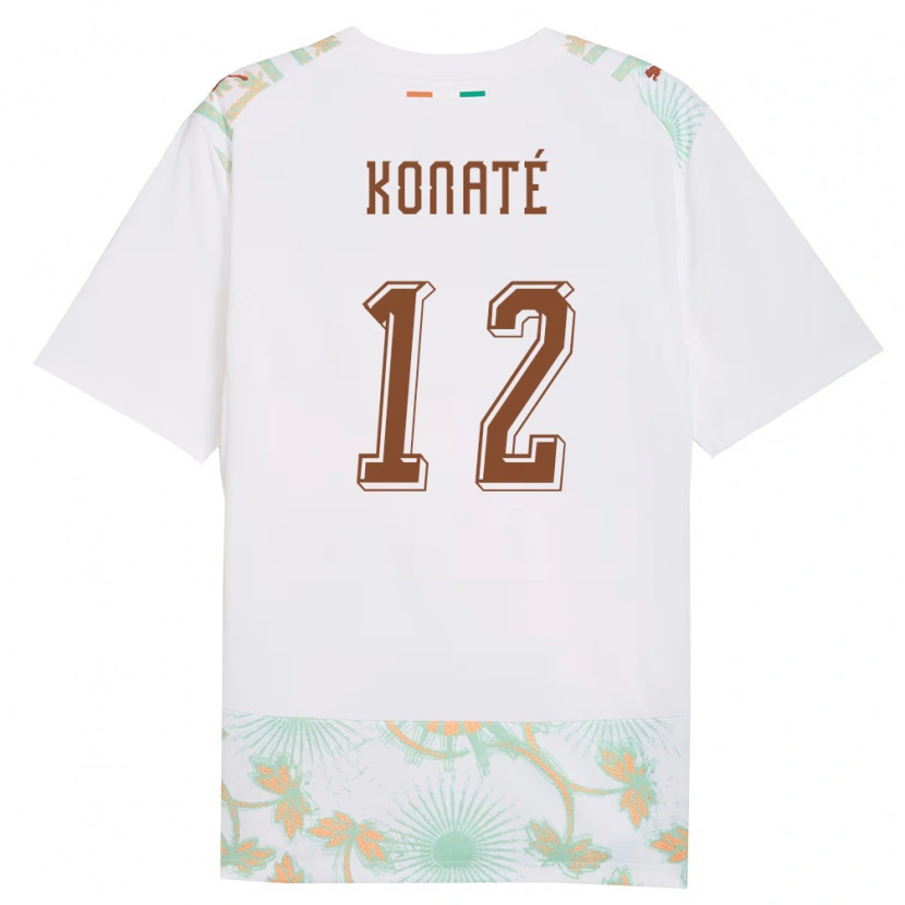 Danxen Men Ivory Coast Valy Konaté #12 White Orange Green Away Jersey 26-28 T-Shirt