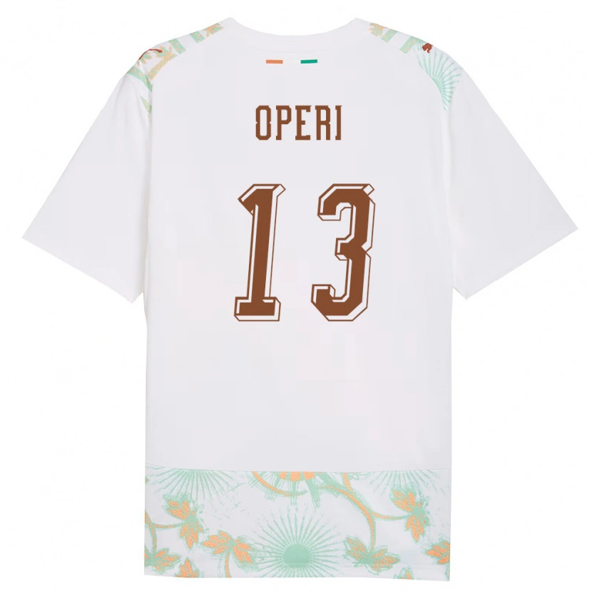 Danxen Men Ivory Coast Christopher Operi #13 White Orange Green Away Jersey 26-28 T-Shirt