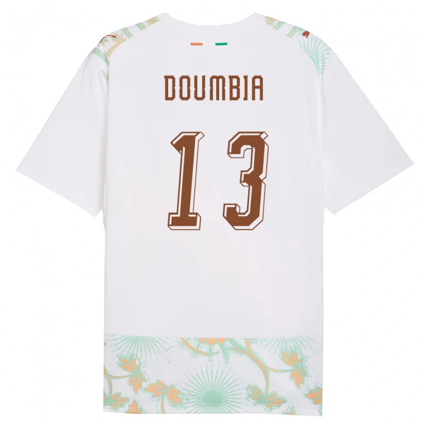 Danxen Men Ivory Coast Vaboue Doumbia #13 White Orange Green Away Jersey 26-28 T-Shirt