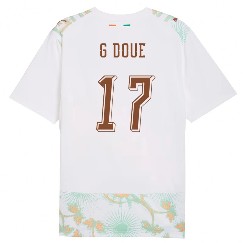 Danxen Men Ivory Coast Guéla Doué #17 White Orange Green Away Jersey 26-28 T-Shirt