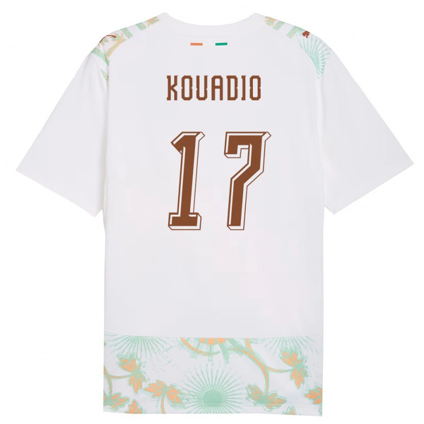 Danxen Men Ivory Coast Kouassi Kouadio #17 White Orange Green Away Jersey 26-28 T-Shirt