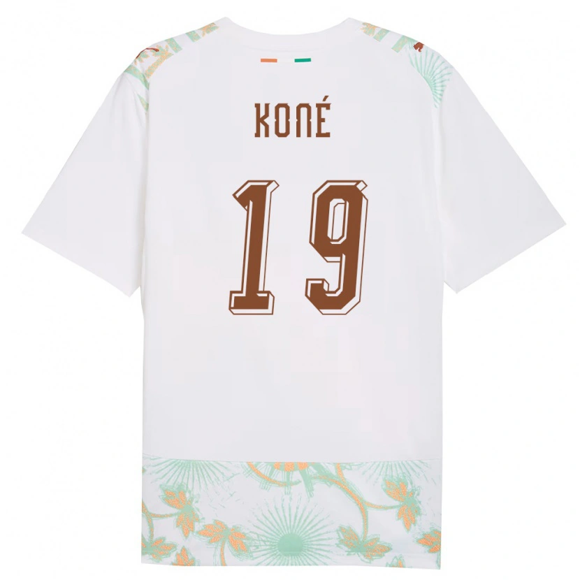 Danxen Men Ivory Coast Alassane Koné #19 White Orange Green Away Jersey 26-28 T-Shirt