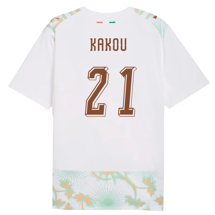 Danxen Men Ivory Coast Emmanuel Kakou #21 White Orange Green Away Jersey 26-28 T-Shirt