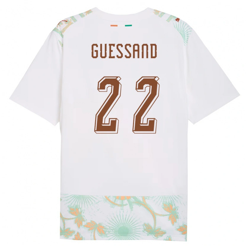 Danxen Men Ivory Coast Evann Guessand #22 White Orange Green Away Jersey 26-28 T-Shirt