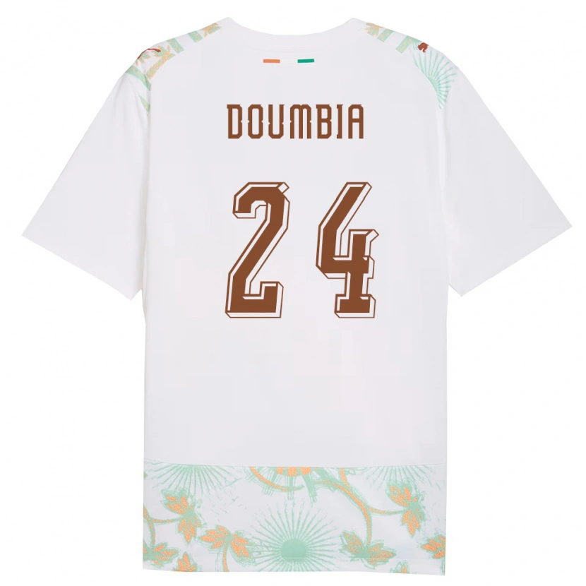 Danxen Men Ivory Coast Vayanga Doumbia #24 White Orange Green Away Jersey 26-28 T-Shirt