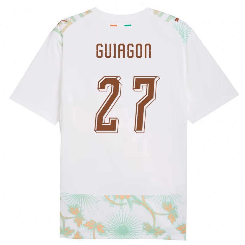 Danxen Men Ivory Coast Parfait Guiagon #27 White Orange Green Away Jersey 26-28 T-Shirt