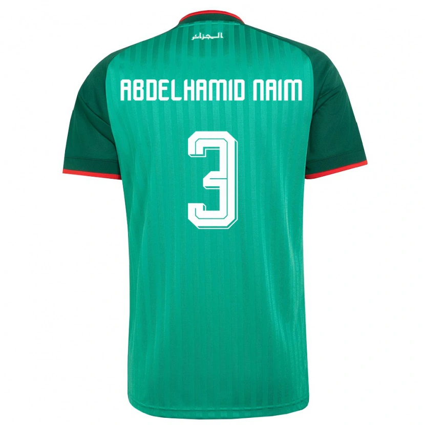 Danxen Men Algeria Issam Abdelhamid Naim #3 Green Red White Away Jersey 26-28 T-Shirt