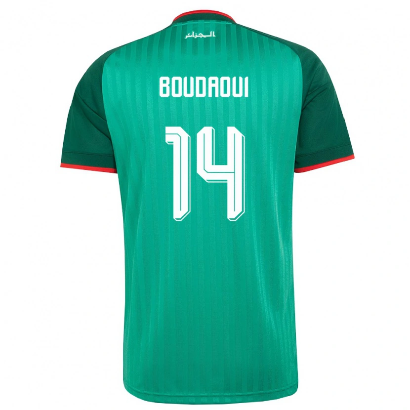 Danxen Men Algeria Hicham Boudaoui #14 Green Red White Away Jersey 26-28 T-Shirt