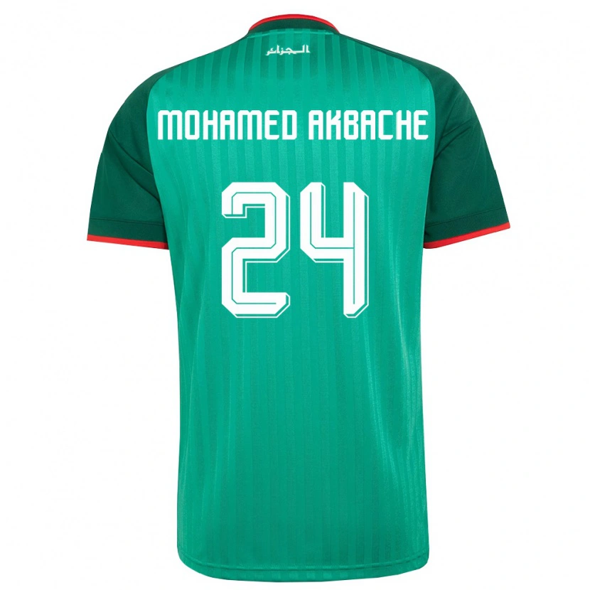 Danxen Men Algeria Tahar Mohamed Akbache #24 Green Red White Away Jersey 26-28 T-Shirt