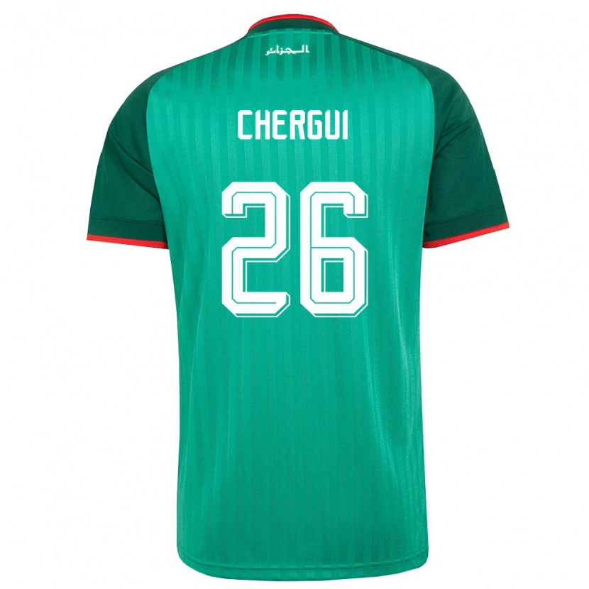 Danxen Men Algeria Samir Chergui #26 Green Red White Away Jersey 26-28 T-Shirt