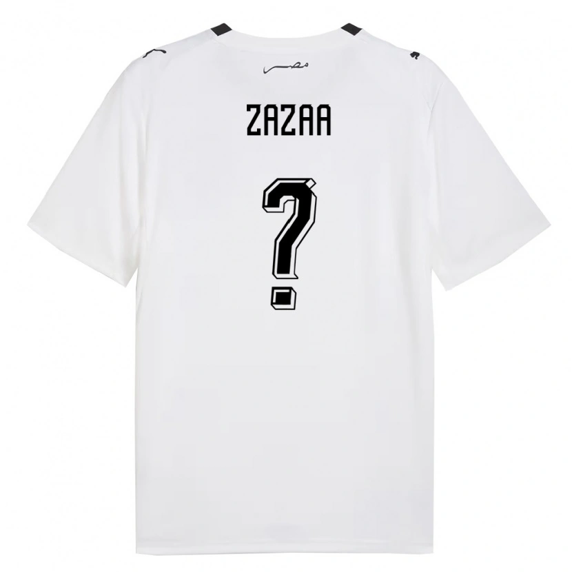 Danxen Men Egypt Ali Zazaa #0 White Gray Black Away Jersey 26-28 T-Shirt