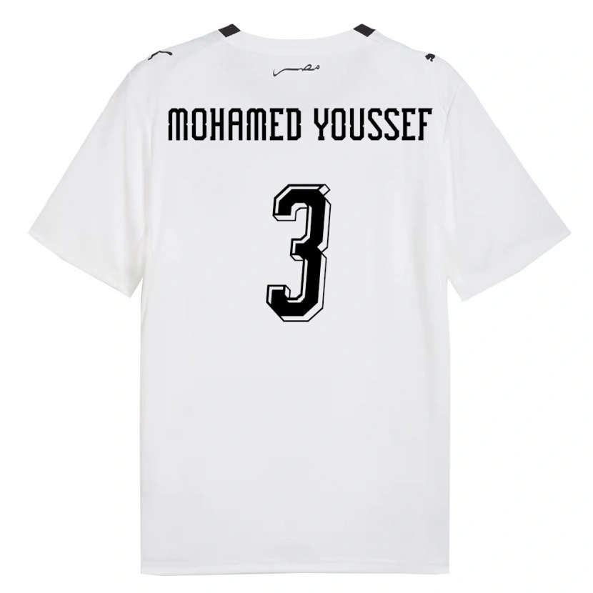 Danxen Men Egypt Adam Mohamed Youssef #3 White Gray Black Away Jersey 26-28 T-Shirt