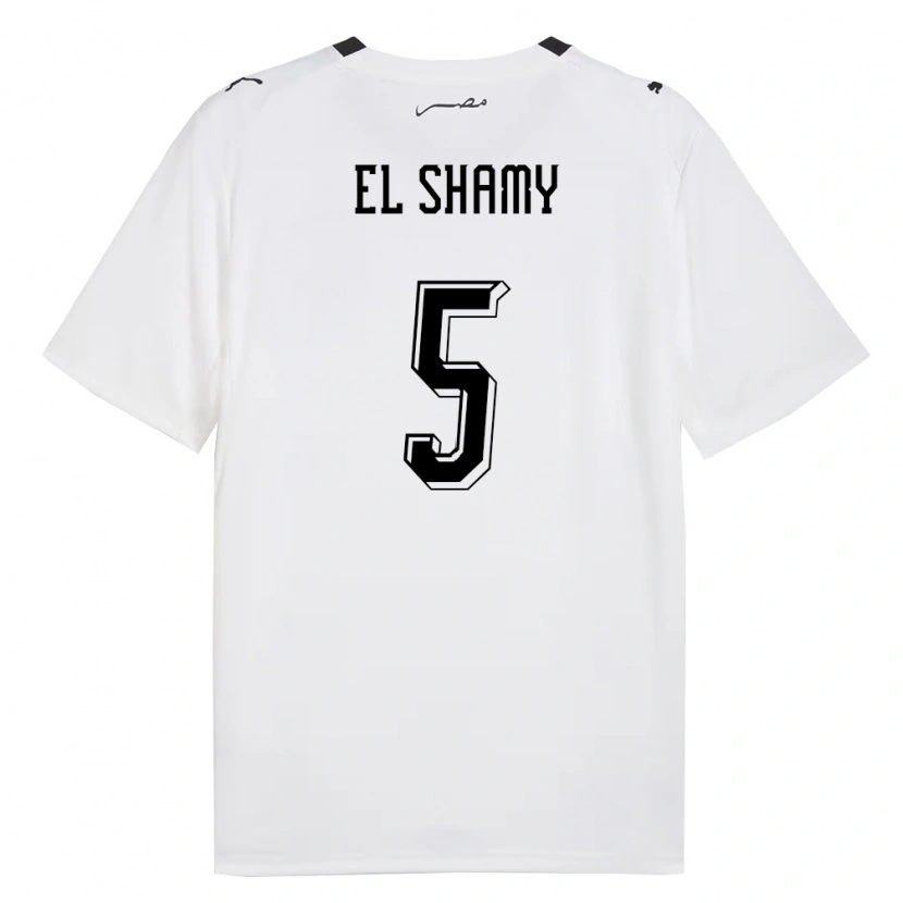 Danxen Men Egypt Mohanad El Shamy #5 White Gray Black Away Jersey 26-28 T-Shirt