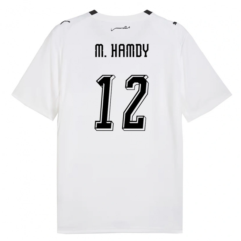 Danxen Men Egypt Mohamed Hamdi #12 White Gray Black Away Jersey 26-28 T-Shirt