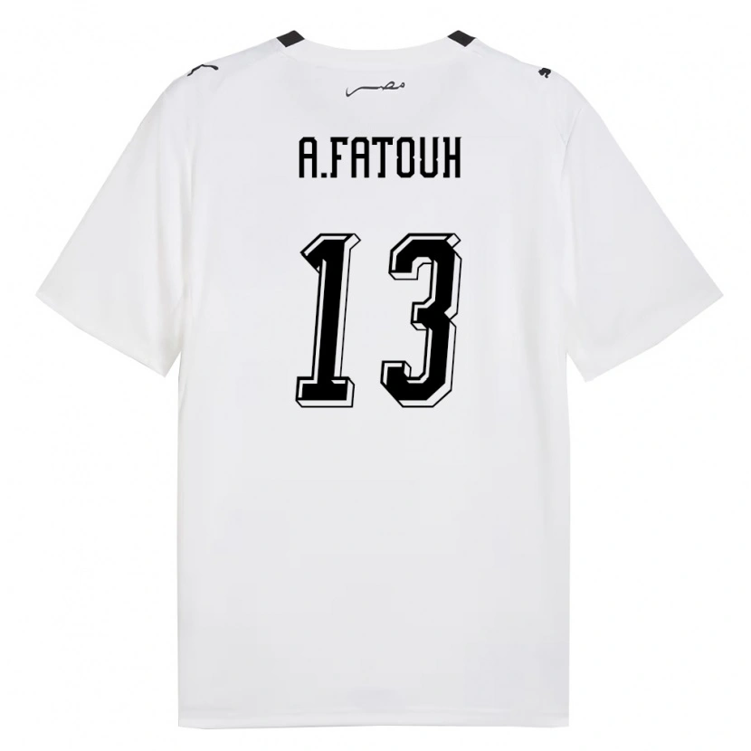 Danxen Men Egypt Ahmed Fatouh #13 White Gray Black Away Jersey 26-28 T-Shirt
