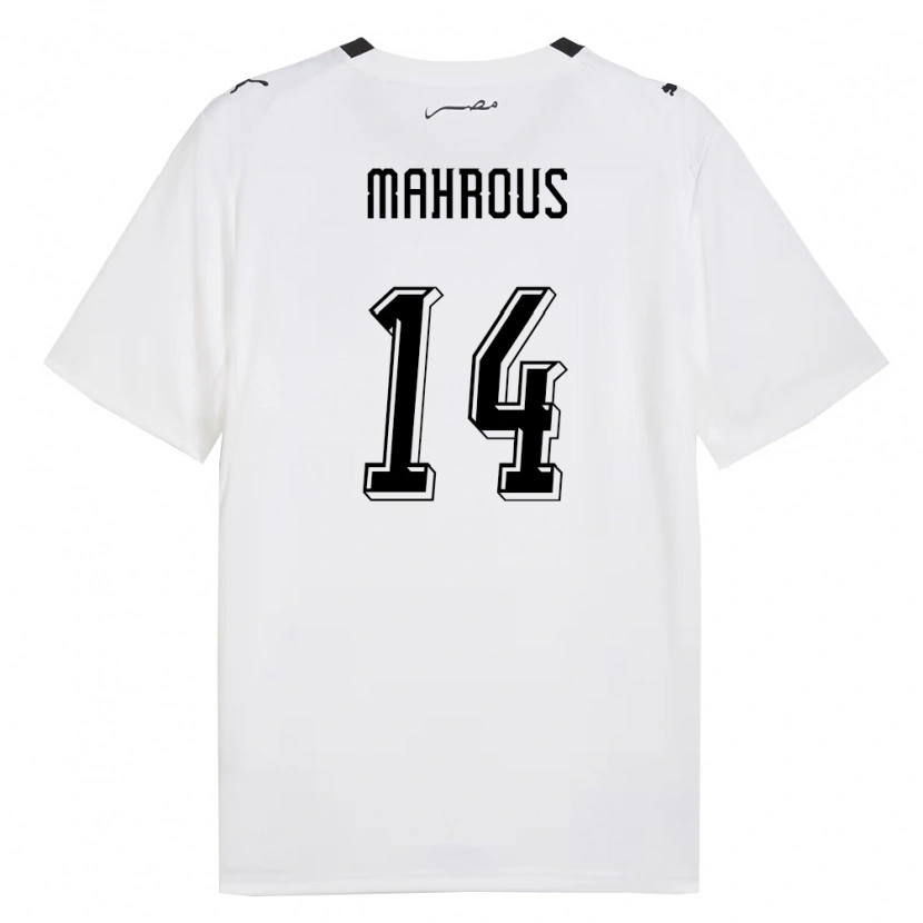 Danxen Men Egypt Ahmed Mahrous #14 White Gray Black Away Jersey 26-28 T-Shirt