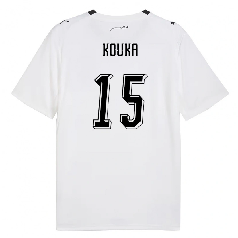 Danxen Men Egypt Ahmed Kouka #15 White Gray Black Away Jersey 26-28 T-Shirt