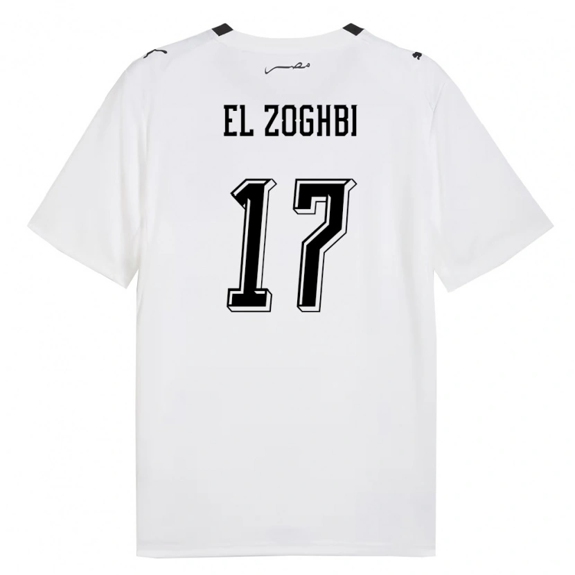 Danxen Men Egypt Abdelaziz El Zoghbi #17 White Gray Black Away Jersey 26-28 T-Shirt