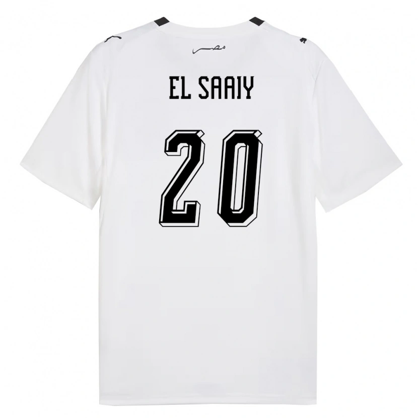 Danxen Men Egypt Omar El Saaiy #20 White Gray Black Away Jersey 26-28 T-Shirt