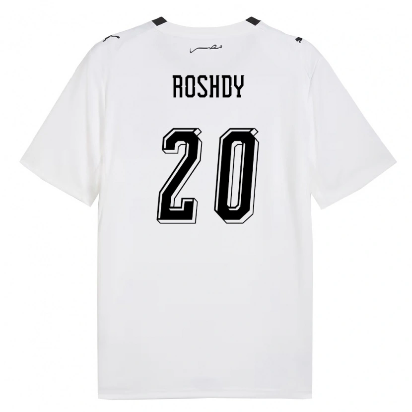 Danxen Men Egypt Anas Roshdy #20 White Gray Black Away Jersey 26-28 T-Shirt