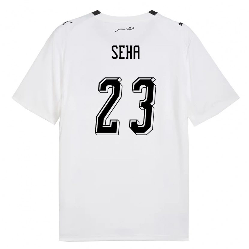 Danxen Men Egypt Mohamed Seha #23 White Gray Black Away Jersey 26-28 T-Shirt
