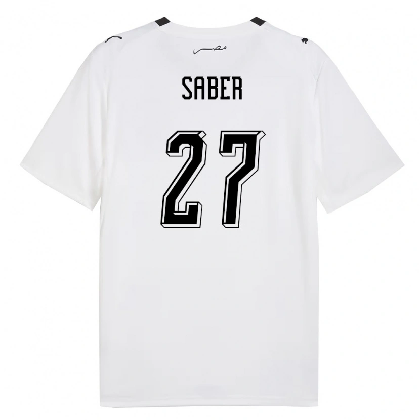 Danxen Men Egypt Mahmoud Saber #27 White Gray Black Away Jersey 26-28 T-Shirt