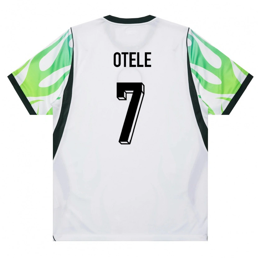 Danxen Men Nigeria Philip Otele #7 White Green Away Jersey 26-28 T-Shirt