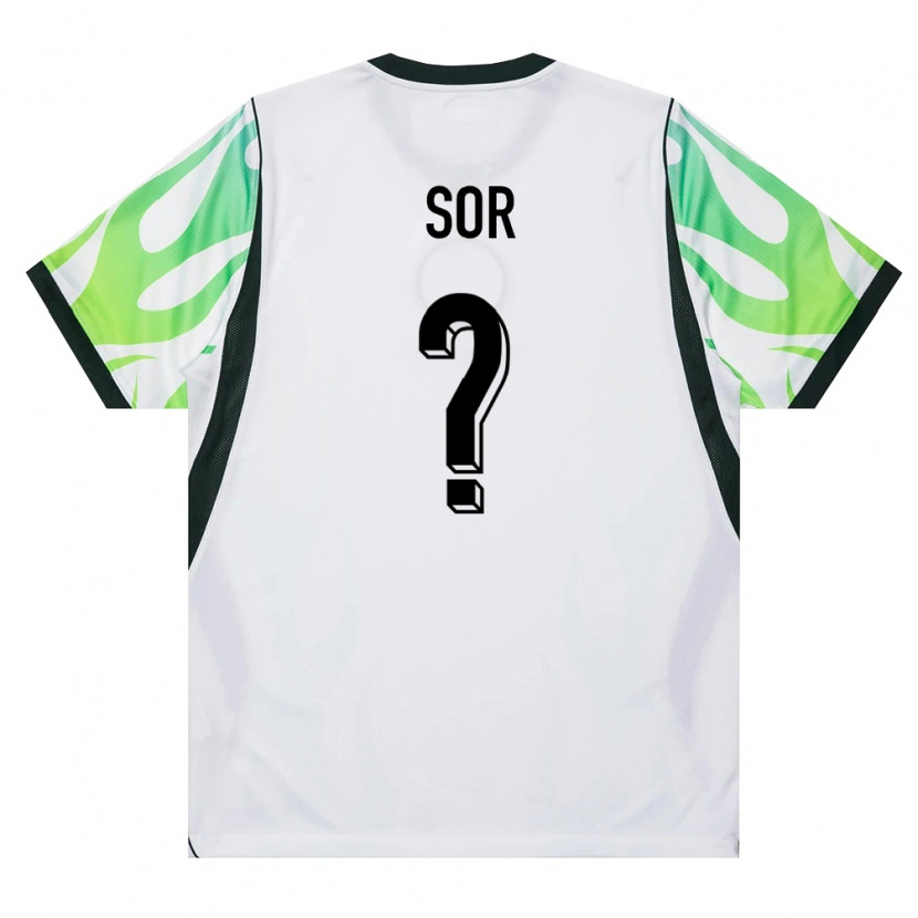 Danxen Men Nigeria Yira Sor #0 White Green Away Jersey 26-28 T-Shirt