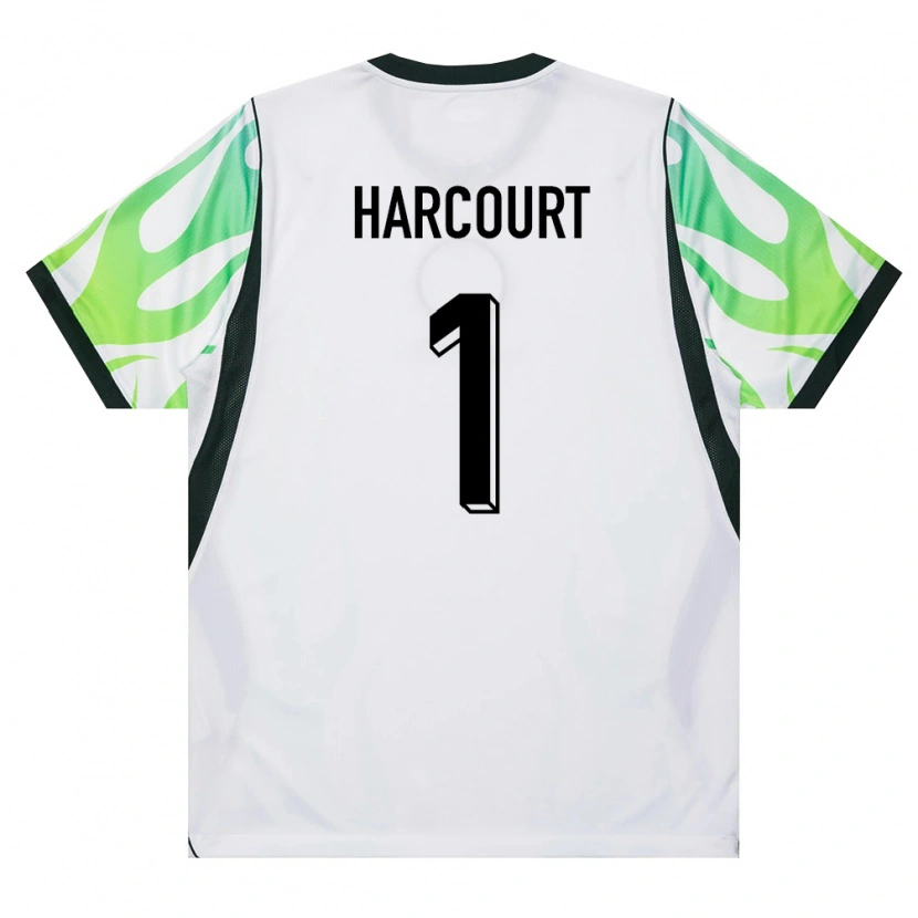 Danxen Men Nigeria Ebenezar Harcourt #1 White Green Away Jersey 26-28 T-Shirt