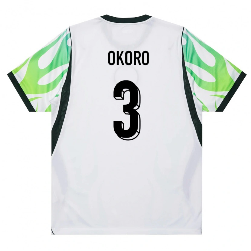 Danxen Men Nigeria Odinaka Okoro #3 White Green Away Jersey 26-28 T-Shirt