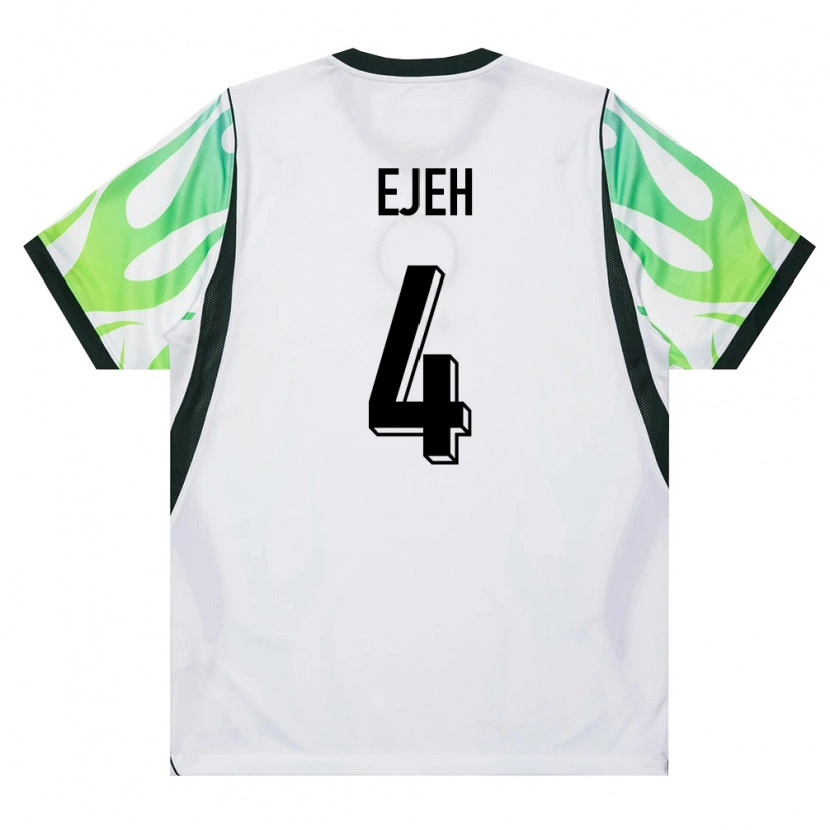Danxen Men Nigeria Isaiah Ejeh #4 White Green Away Jersey 26-28 T-Shirt
