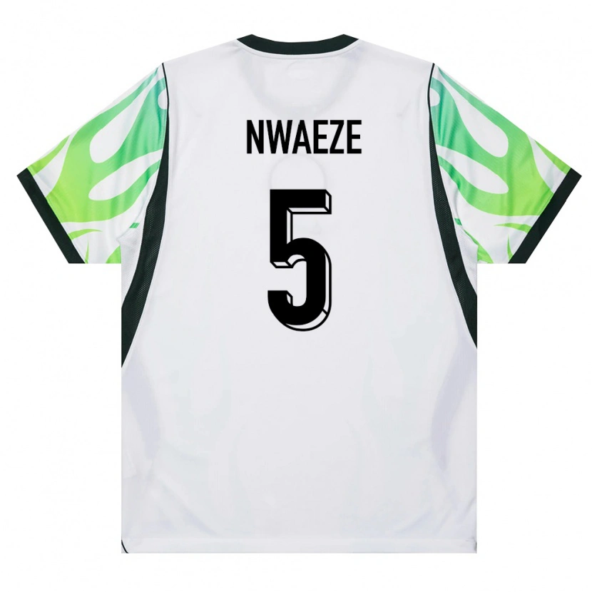 Danxen Men Nigeria Christopher Nwaeze #5 White Green Away Jersey 26-28 T-Shirt