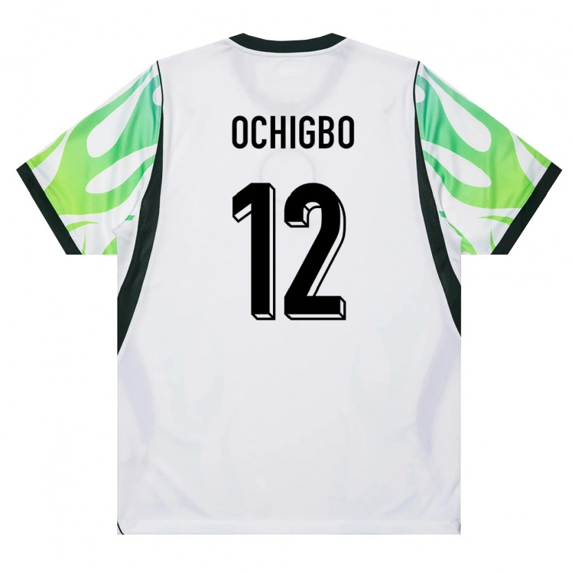 Danxen Men Nigeria Edward Ochigbo #12 White Green Away Jersey 26-28 T-Shirt