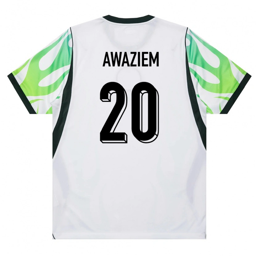 Danxen Men Nigeria Chidozie Awaziem #20 White Green Away Jersey 26-28 T-Shirt