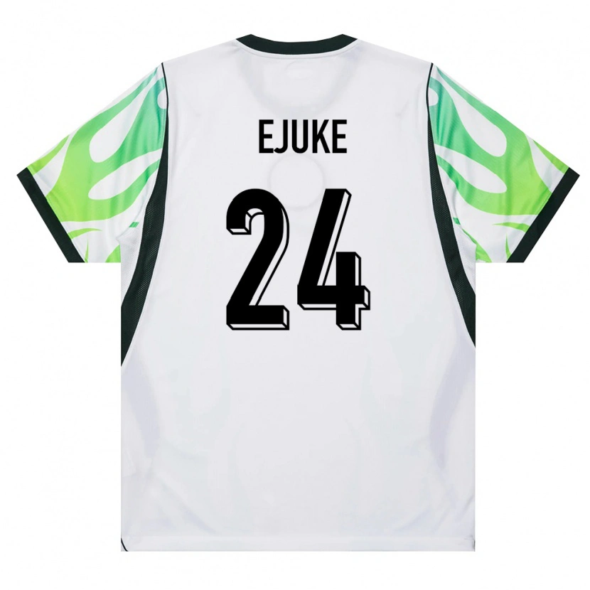 Danxen Men Nigeria Chidera Ejuke #24 White Green Away Jersey 26-28 T-Shirt