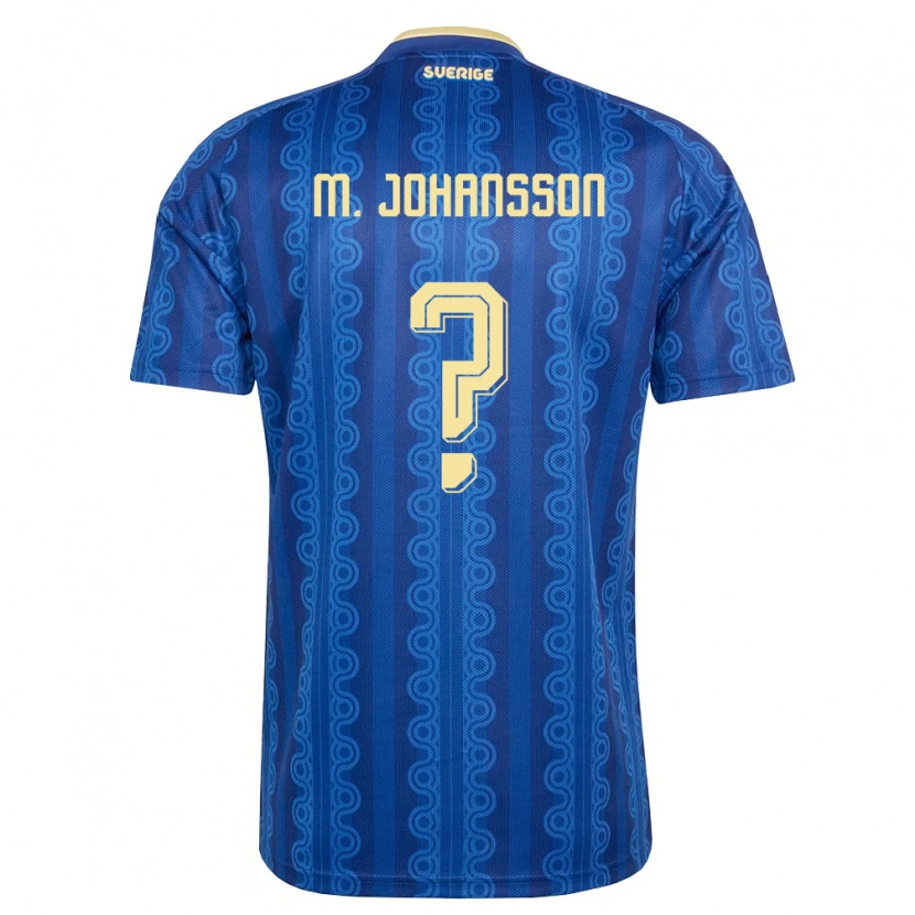 Danxen Men Sweden Mijo Johansson #0 Blue Navy Yellow Away Jersey 26-28 T-Shirt