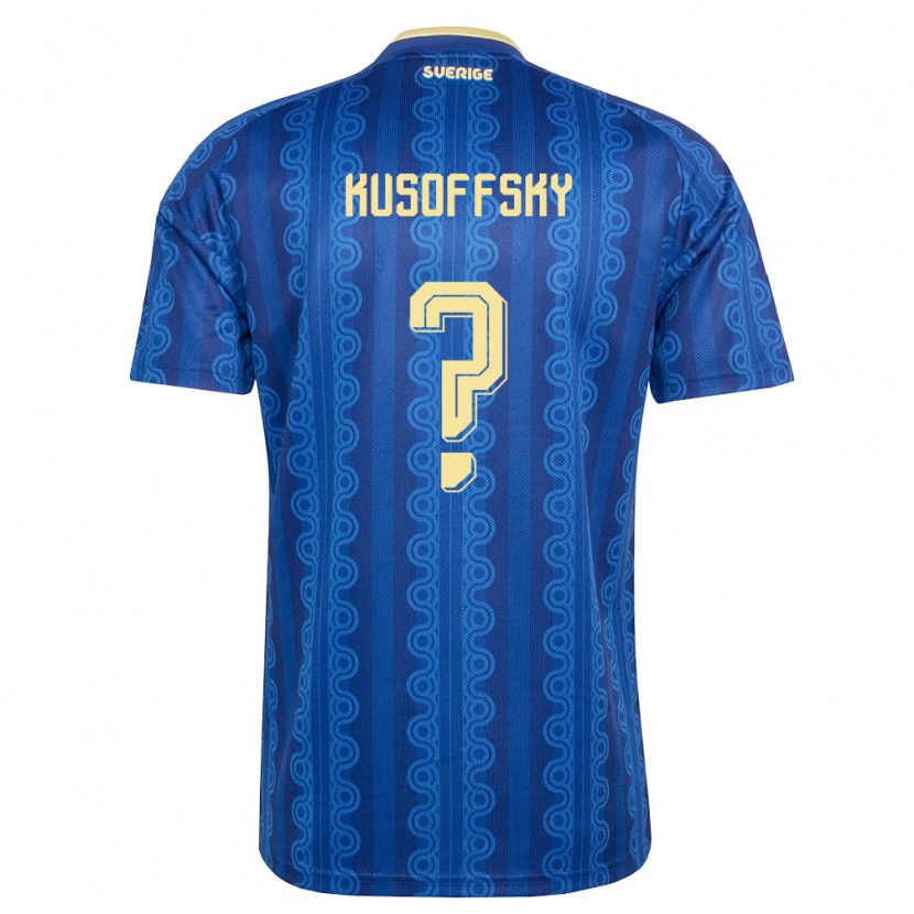 Danxen Men Sweden Oliver Kusoffsky #0 Blue Navy Yellow Away Jersey 26-28 T-Shirt