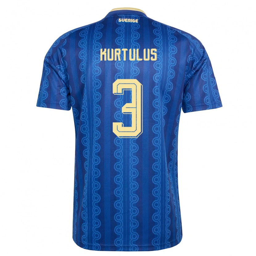Danxen Men Sweden Bleon Kurtulus #3 Blue Navy Yellow Away Jersey 26-28 T-Shirt