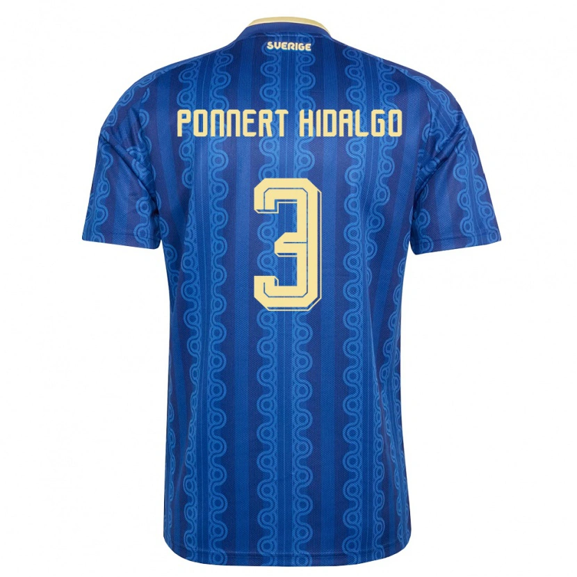 Danxen Men Sweden Vicente Ponnert Hidalgo #3 Blue Navy Yellow Away Jersey 26-28 T-Shirt