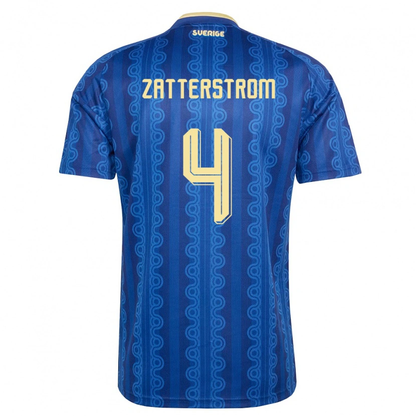 Danxen Men Sweden Nils Zätterström #4 Blue Navy Yellow Away Jersey 26-28 T-Shirt