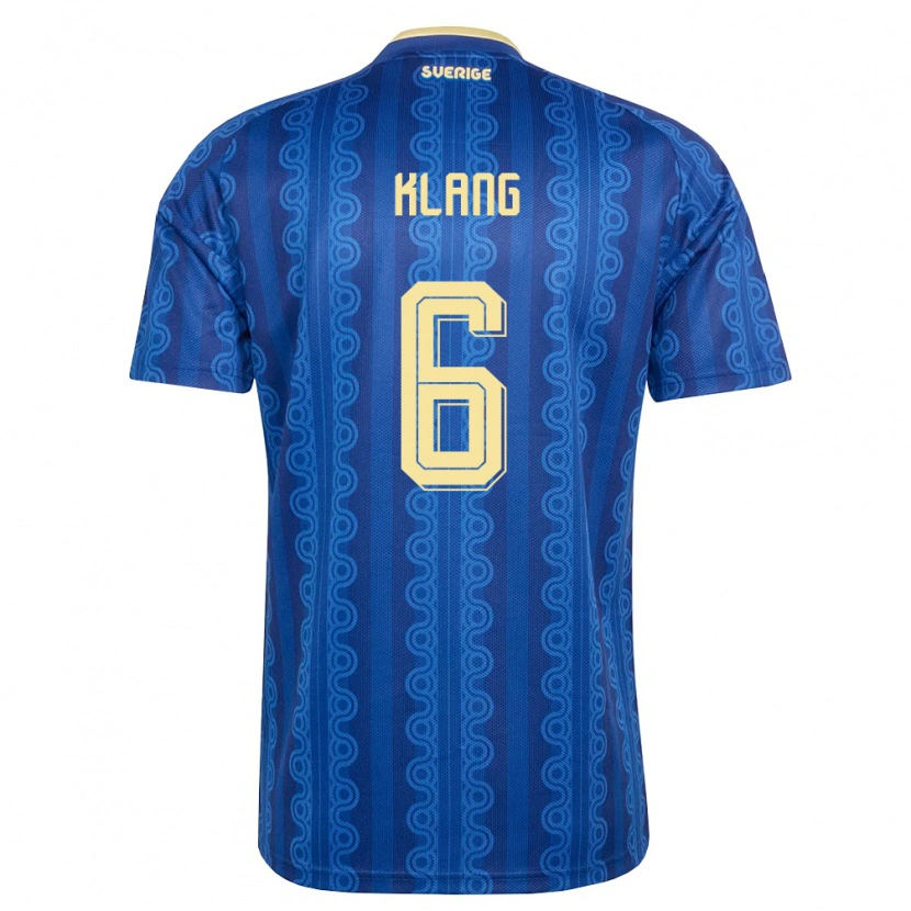 Danxen Men Sweden Oliver Klang #6 Blue Navy Yellow Away Jersey 26-28 T-Shirt