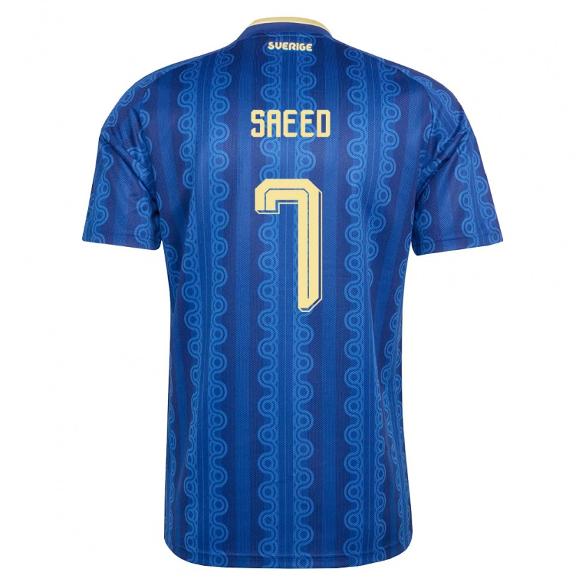 Danxen Men Sweden Ahmed Saeed #7 Blue Navy Yellow Away Jersey 26-28 T-Shirt